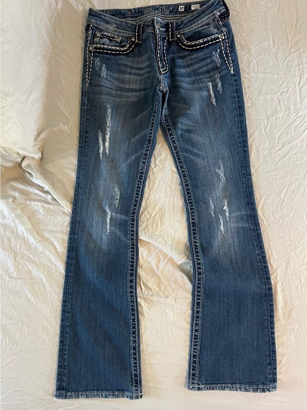 Miss Me Y2K Bootcut Distressed Flap Pocket Jeans Size 30